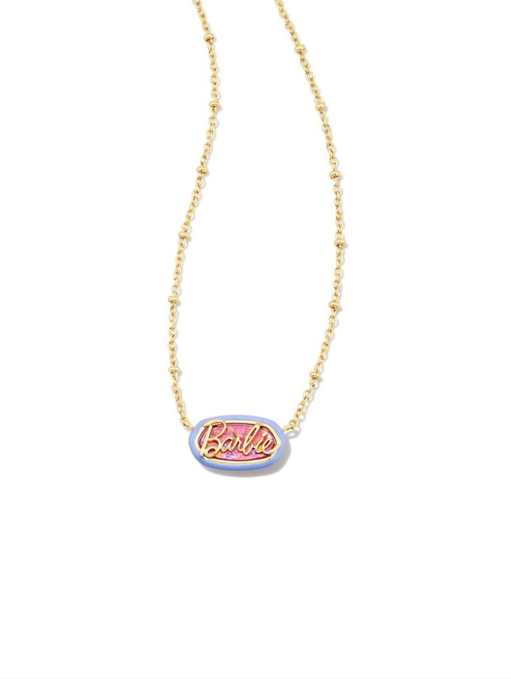 NWT Barbie x Kendra Scott Gold Elisa Satellite Reversible Necklace Pink Limited